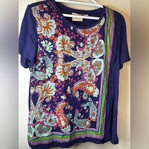 Maeve Paisley Print Blouse – Colorful Boho Short Sleeve Top
